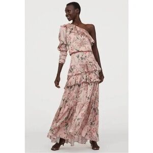 Johanna Ortiz X H&M Pink Ruffle One Shoulder Dress